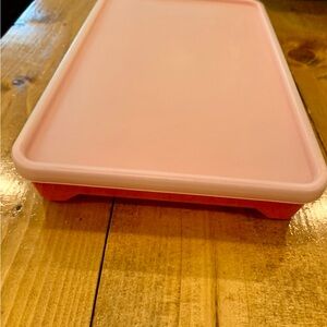 Tupperware Red Base with Pink Lid Container